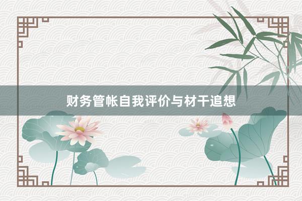 财务管帐自我评价与材干追想